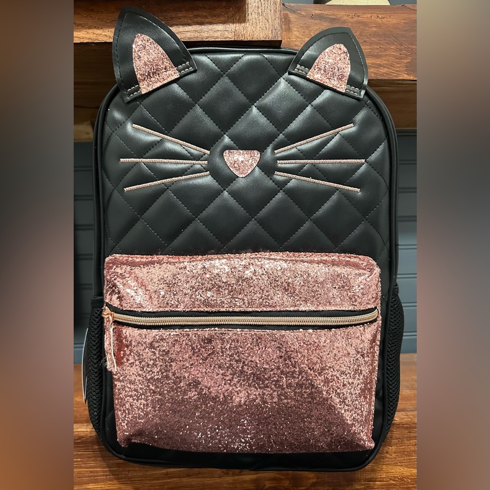 Rainbow Sugar Black and Pink Cat Backpack